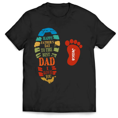 Dad And Kids Footprints Names - Personalized T-Shirt, Gift For Dad, Best Dad Ever, Family Gift - TS1215