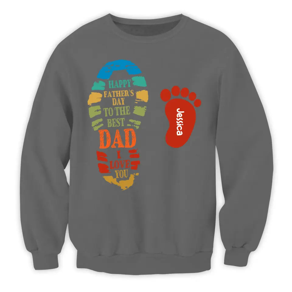 Dad And Kids Footprints Names - Personalized T-Shirt, Gift For Dad, Best Dad Ever, Family Gift - TS1215