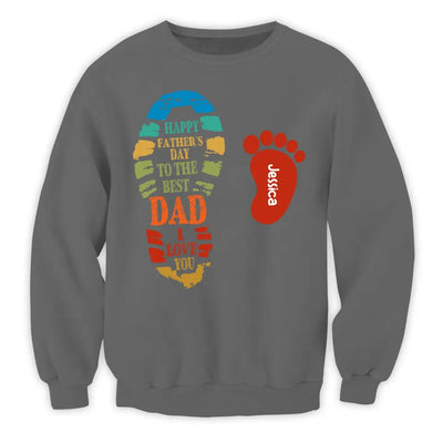 Dad And Kids Footprints Names - Personalized T-Shirt, Gift For Dad, Best Dad Ever, Family Gift - TS1215