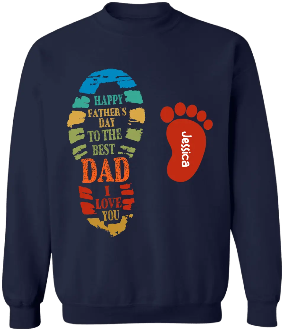 Dad And Kids Footprints Names - Personalized T-Shirt, Gift For Dad, Best Dad Ever, Family Gift - TS1215