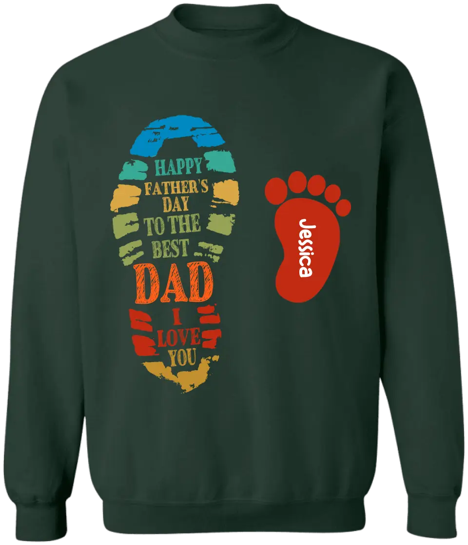 Dad And Kids Footprints Names - Personalized T-Shirt, Gift For Dad, Best Dad Ever, Family Gift - TS1215