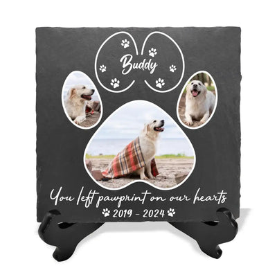 You Left Paw print On Our Hearts - Personalized Stone, Memorial Gift For Dog Lover - MS97