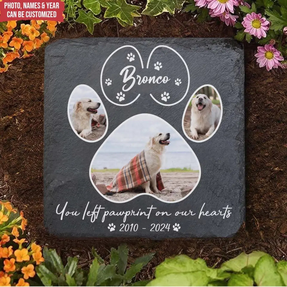 You Left Paw print On Our Hearts - Personalized Stone, Memorial Gift For Dog Lover - MS97