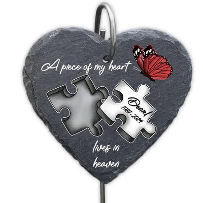 A Piece Of My Heart Lives In Heaven - Personalized Garden Slate - GS93