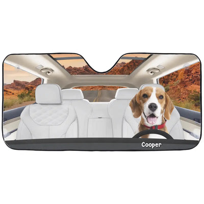 Together We Go Dog & Cat - Personalized Auto Windshield Sunshade, Gift For Pet Lovers, Car Window Protector - ASS01