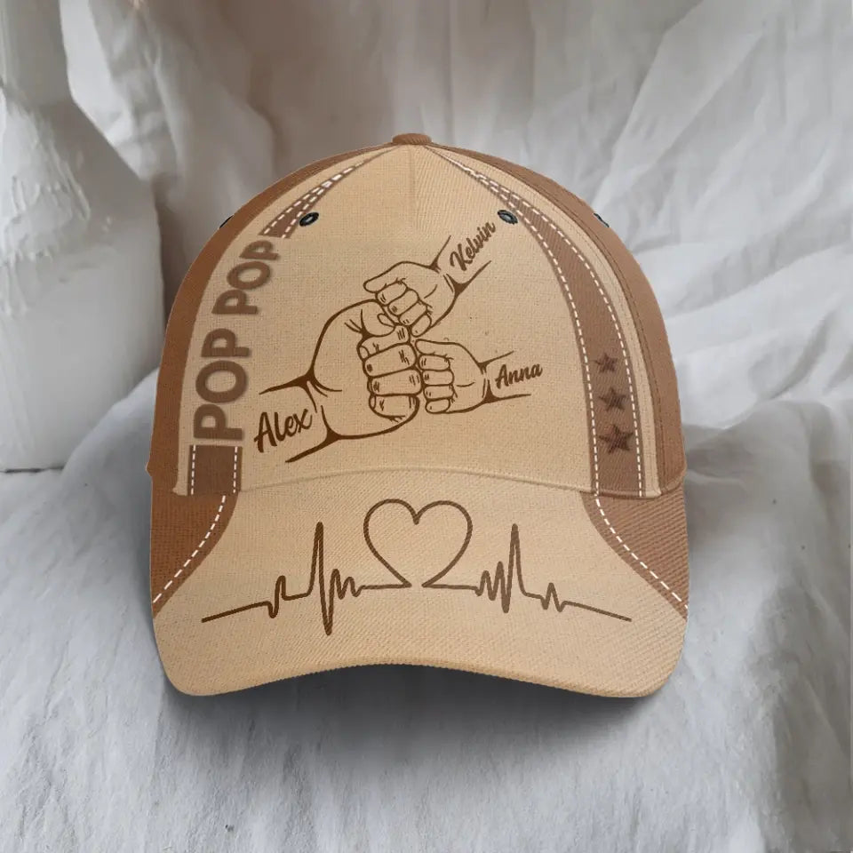 Dad Grandpa Kids Holding Hands Cap - Personalized Cap, Gift For Father, Grandfather - C42