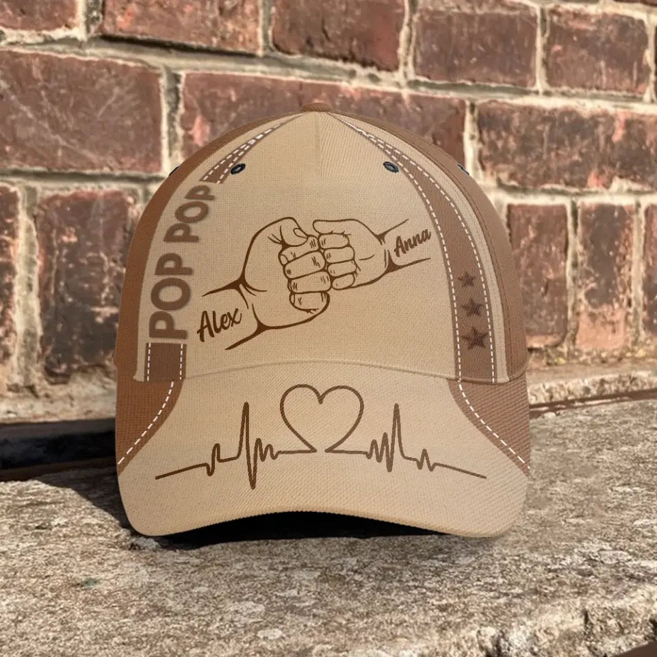 Dad Grandpa Kids Holding Hands Cap - Personalized Cap, Gift For Father, Grandfather - C42