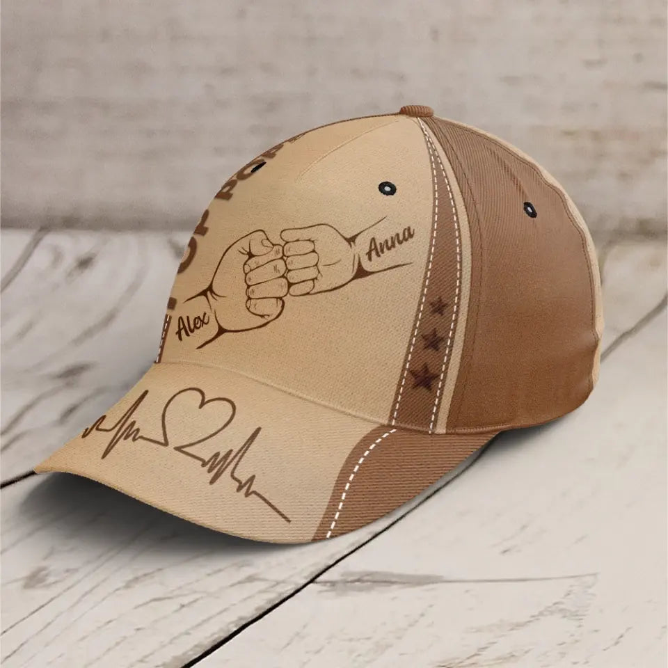 Dad Grandpa Kids Holding Hands Cap - Personalized Cap, Gift For Father, Grandfather - C42