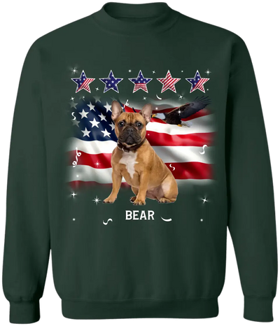 Five Star American Flag - Personalized T-Shirt, Dog 4th July, Gift For Dog Lovers - TS1209