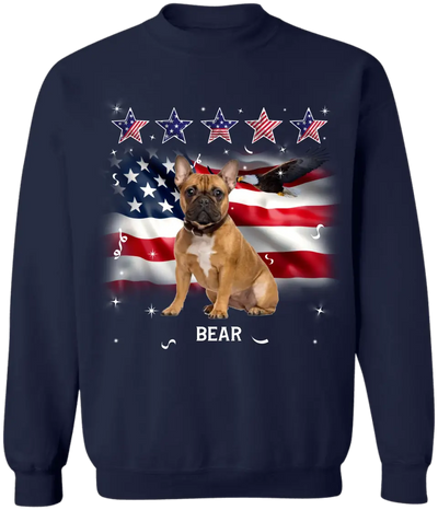 Five Star American Flag - Personalized T-Shirt, Dog 4th July, Gift For Dog Lovers - TS1209