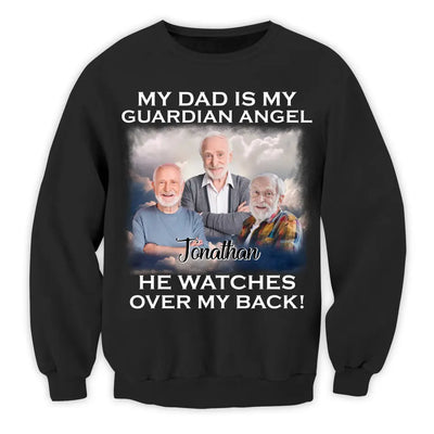 My Dad Is My Guardian Angel He Watches Over My Back - Personalized T-Shirt, Memorial Gift For Dad - TS1221