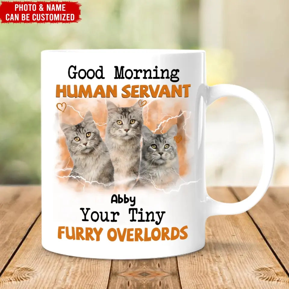 Good Morning Human Servant Your Tiny Furry Overlords - Personalized Mug, Gift For Cat Lover - M117