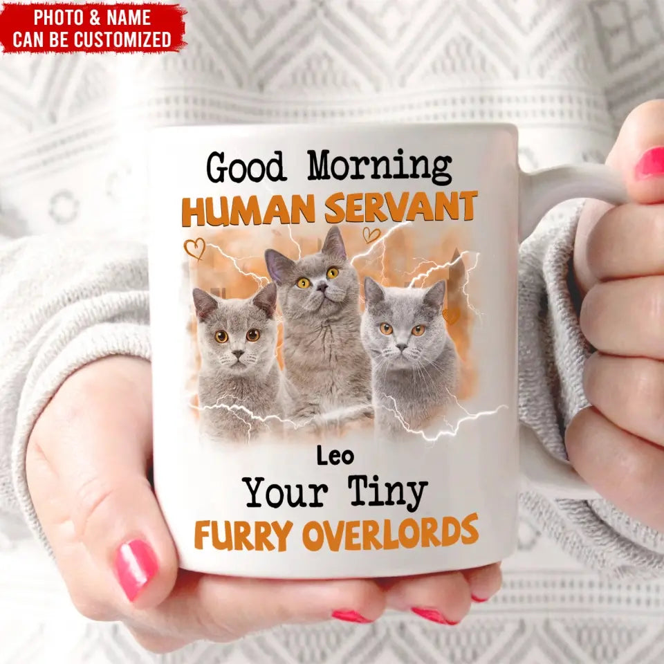 Good Morning Human Servant Your Tiny Furry Overlords - Personalized Mug, Gift For Cat Lover - M117