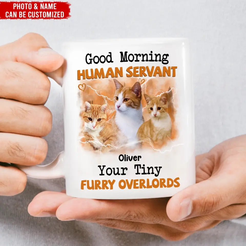 Good Morning Human Servant Your Tiny Furry Overlords - Personalized Mug, Gift For Cat Lover - M117