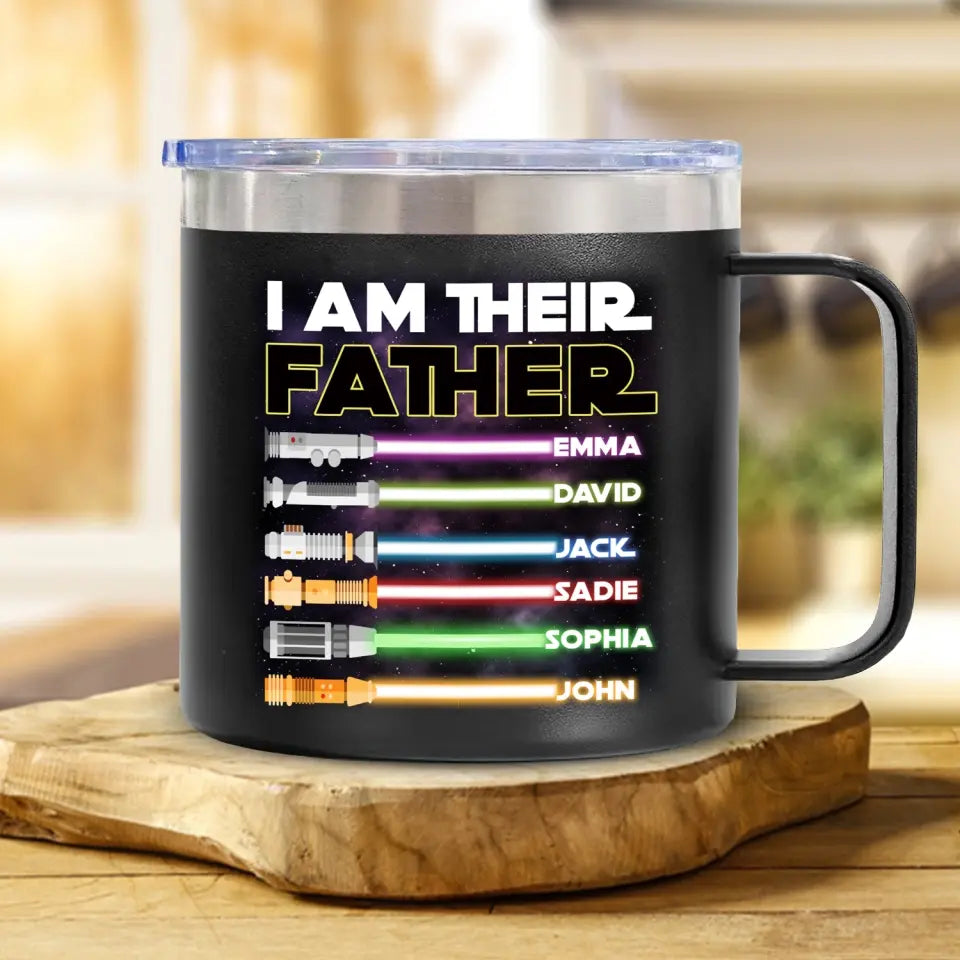I Am Their Father - Personalized 14oz Stainless Steel Tumbler With Handle, Gift For Father's Day - TL90
