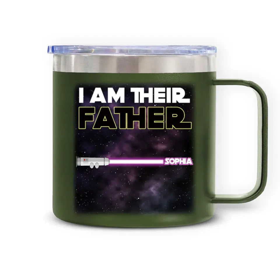 I Am Their Father - Personalized 14oz Stainless Steel Tumbler With Handle, Gift For Father's Day - TL90