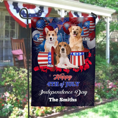Dog Custom Photo Happy Independence Day - Personalized Garden Flag, 4th July Custom FLag With Photo And Name - GF187