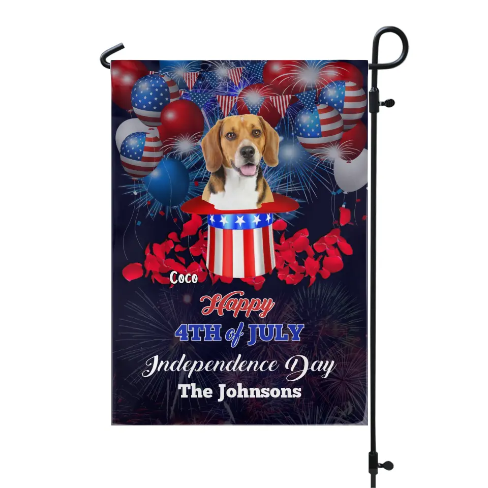 Dog Custom Photo Happy Independence Day - Personalized Garden Flag, 4th July Custom FLag With Photo And Name - GF187
