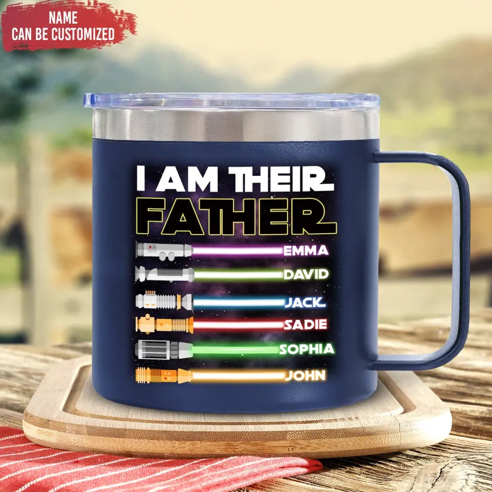 I Am Their Father - Personalized 14oz Stainless Steel Tumbler With Handle, Gift For Father's Day - TL90
