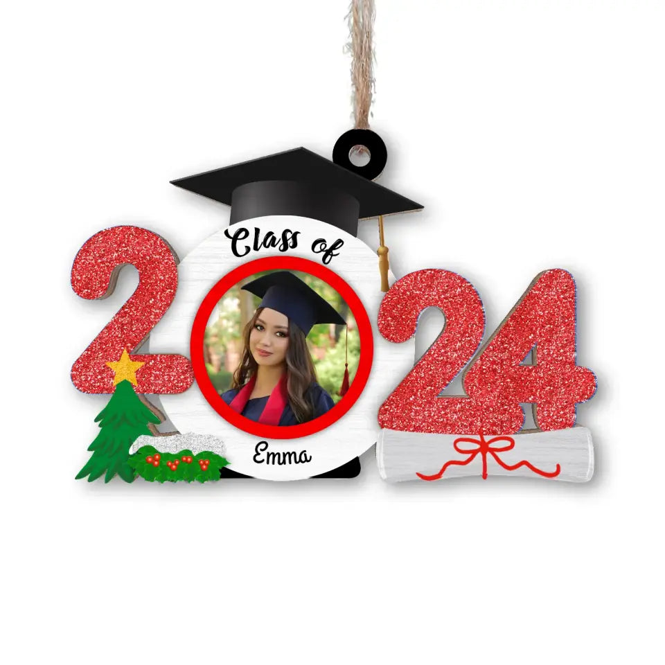 Class of 2024 - Personalized Wooden Ornament , Gift For Christmas - ORN42