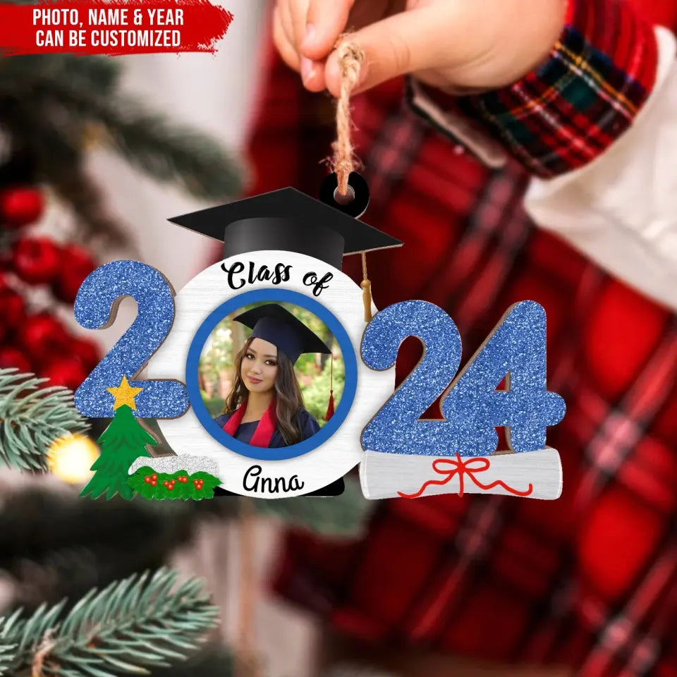 Class of 2024 - Personalized Wooden Ornament , Gift For Christmas - ORN42