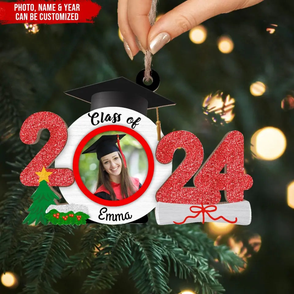 Class of 2024 - Personalized Wooden Ornament , Gift For Christmas - ORN42