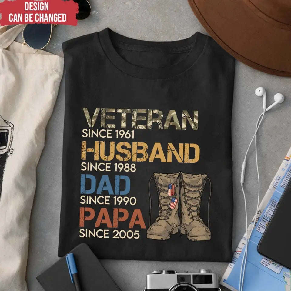 Veteran Papa Legend - Personalized T-Shirt, Gift For Dad, Papa Legend T-Shirt - CF-TS1228