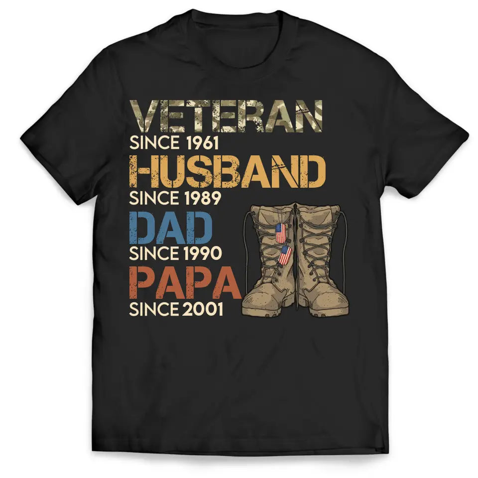 Veteran Papa Legend - Personalized T-Shirt, Gift For Dad, Papa Legend T-Shirt - CF-TS1228