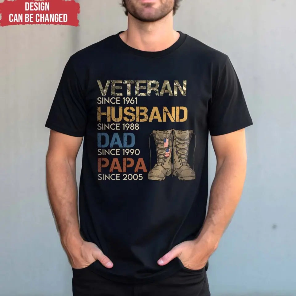 Veteran Papa Legend - Personalized T-Shirt, Gift For Dad, Papa Legend T-Shirt - CF-TS1228