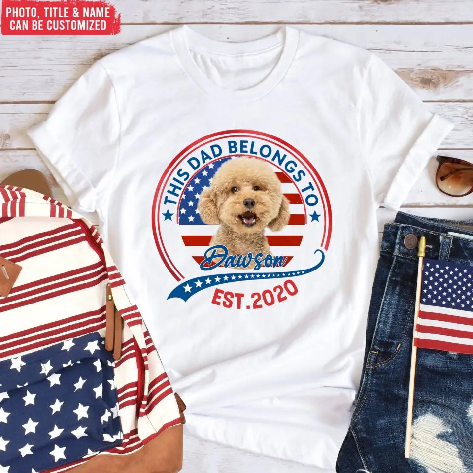 This Dad Belongs To Dog - Personalized T-Shirt, Gift For Dog Lovers, Custom T-Shirt - CF-TS1229