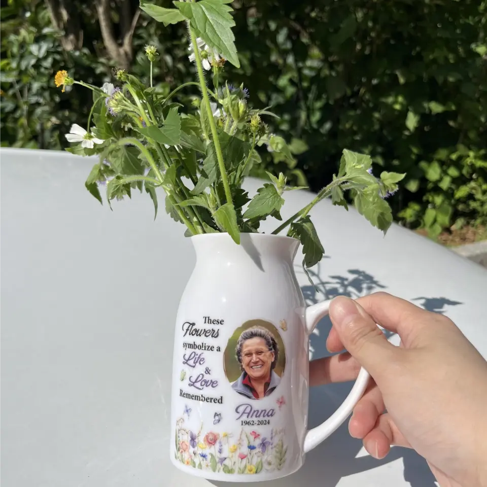 These Flowers Symbolize a Life & Love Remembered - Personalized Flower Vase, Memorial Gifts - FLV02