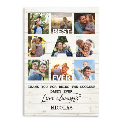 Thank You For Being The Coolest Daddy Ever - Personalized Canvas, Gift For Dad, Best Dad Ever - CF-CA120
