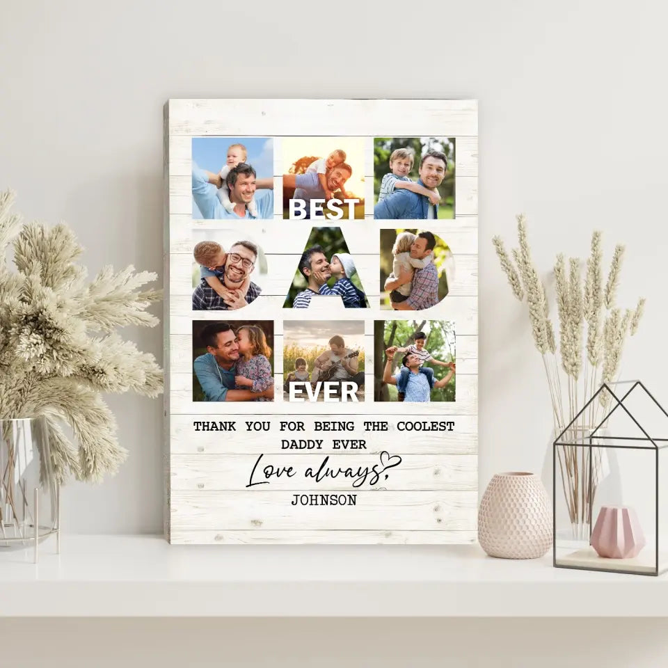 Thank You For Being The Coolest Daddy Ever - Personalized Canvas, Gift For Dad, Best Dad Ever - CF-CA120