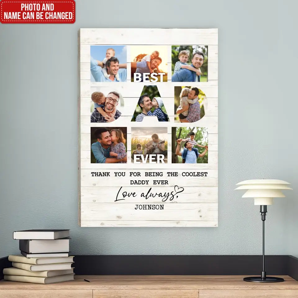 Thank You For Being The Coolest Daddy Ever - Personalized Canvas, Gift For Dad, Best Dad Ever - CF-CA120