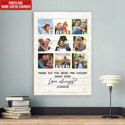Thank You For Being The Coolest Daddy Ever - Personalized Canvas, Gift For Dad, Best Dad Ever - CF-CA120