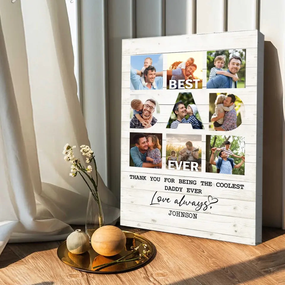 Thank You For Being The Coolest Daddy Ever - Personalized Canvas, Gift For Dad, Best Dad Ever - CF-CA120