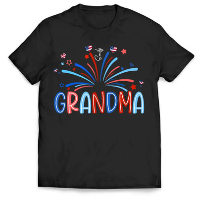 4th of July Grandma With Kids Names - Personalized T-Shirt, Gift For Grandma, Grandpa, Family Gift With Custom Names - CF-TS1234