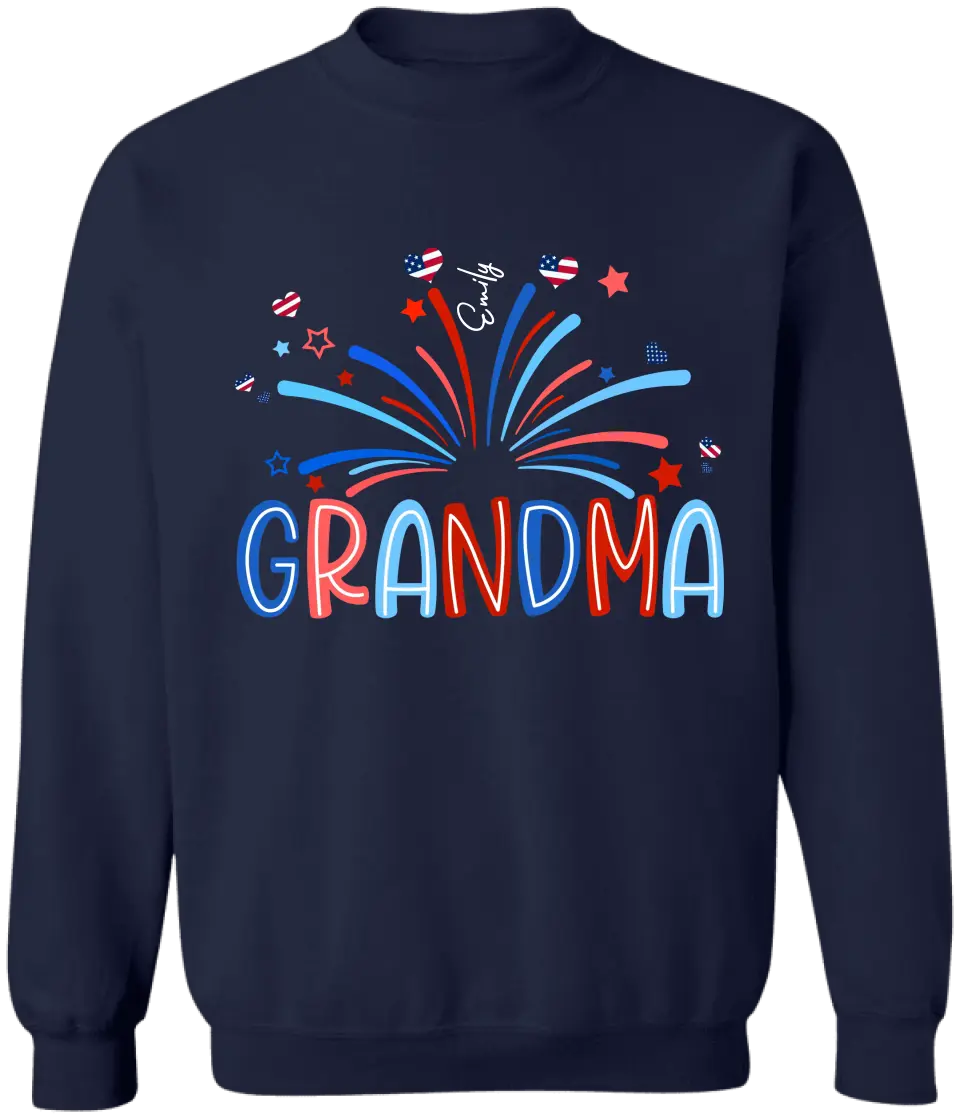 4th of July Grandma With Kids Names - Personalized T-Shirt, Gift For Grandma, Grandpa, Family Gift With Custom Names - CF-TS1234