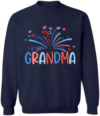 4th of July Grandma With Kids Names - Personalized T-Shirt, Gift For Grandma, Grandpa, Family Gift With Custom Names - CF-TS1234