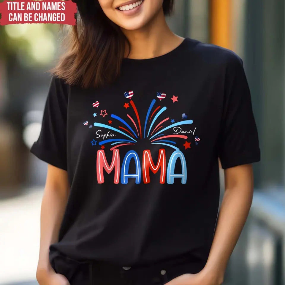 4th of July Grandma With Kids Names - Personalized T-Shirt, Gift For Grandma, Grandpa, Family Gift With Custom Names - CF-TS1234