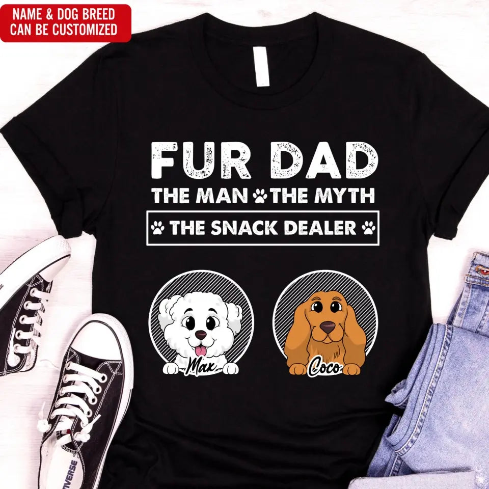 Ver 2 The Man The Myth The Snack Dealer - Personalized T-Shirt, Gift For Dog Lovers, Fur Mom, Fur Dad - CF-TS1233