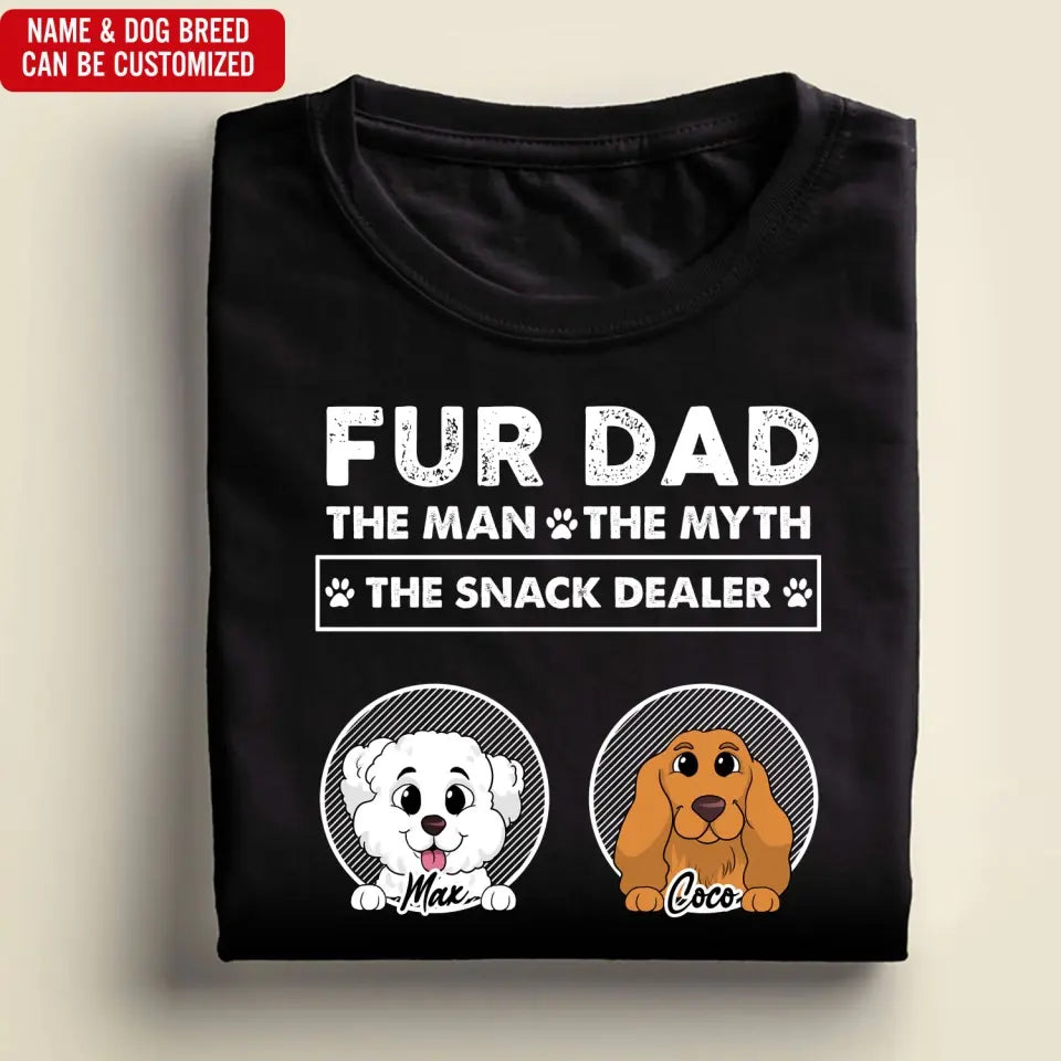 Ver 2 The Man The Myth The Snack Dealer - Personalized T-Shirt, Gift For Dog Lovers, Fur Mom, Fur Dad - CF-TS1233
