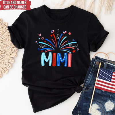 4th of July Grandma With Kids Names - Personalized T-Shirt, Gift For Grandma, Grandpa, Family Gift With Custom Names - CF-TS1234