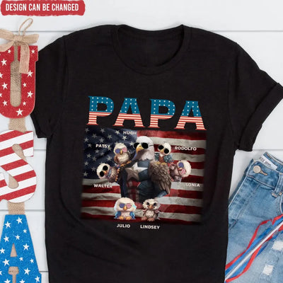 Daddy/Grandpa Eagle - Personalized T-Shirt, Gift For 4th of July - CF-TS1235