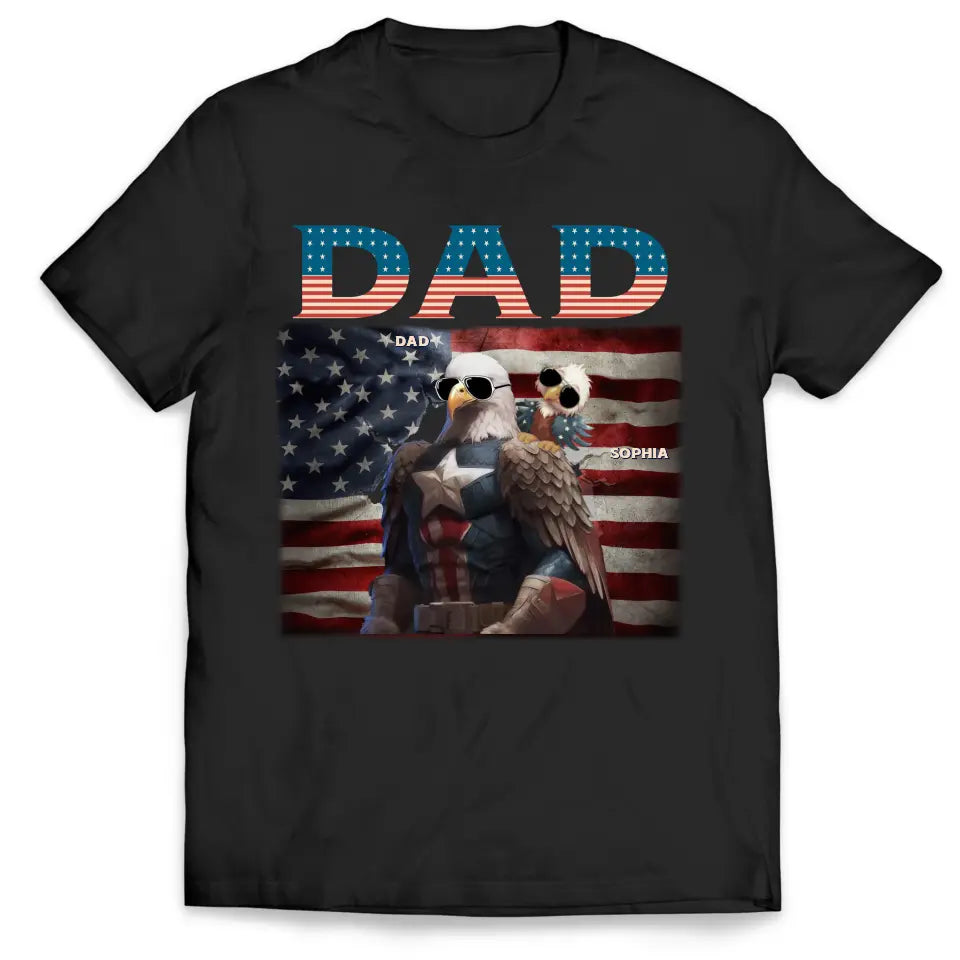 Daddy/Grandpa Eagle - Personalized T-Shirt, Gift For 4th of July - CF-TS1235