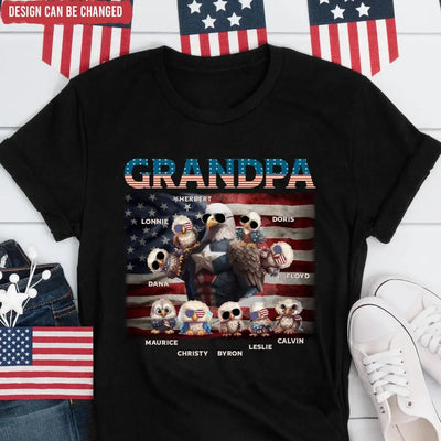 Daddy/Grandpa Eagle - Personalized T-Shirt, Gift For 4th of July - CF-TS1235