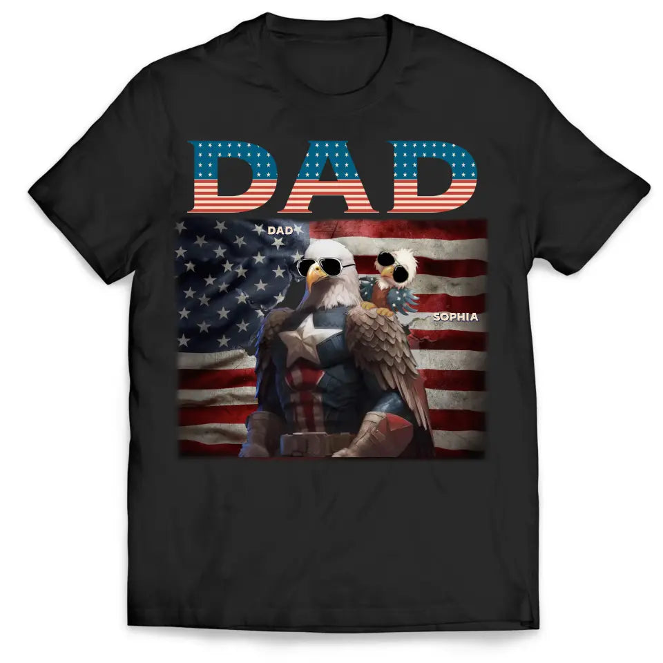 Daddy/Grandpa Eagle - Personalized T-Shirt, Gift For 4th of July - CF-TS1235