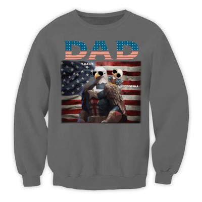 Daddy/Grandpa Eagle - Personalized T-Shirt, Gift For 4th of July - CF-TS1235