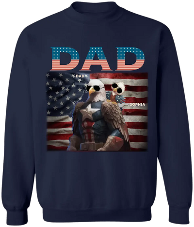Daddy/Grandpa Eagle - Personalized T-Shirt, Gift For 4th of July - CF-TS1235