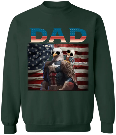 Daddy/Grandpa Eagle - Personalized T-Shirt, Gift For 4th of July - CF-TS1235